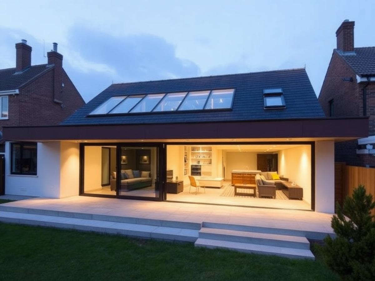 Illustrative image of a modern flat roof on a rear extension